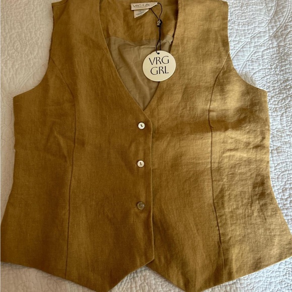 VRG GRL HAZEL LINEN VEST OCHRE - Picture 6 of 6
